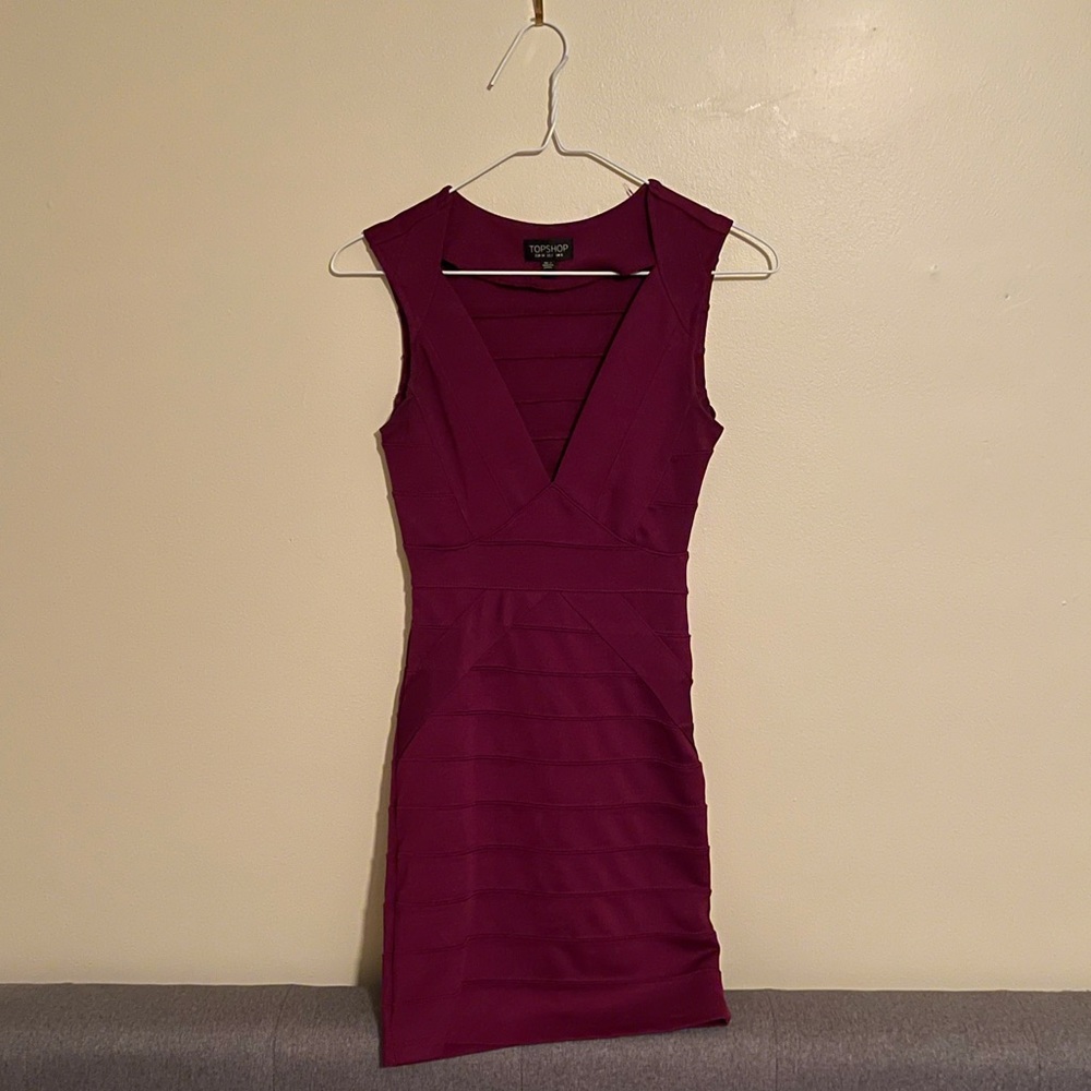 Top shop bandage dress in burgundy size 2